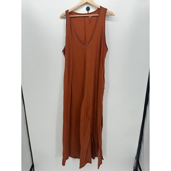 Natural Life Womens Burnt Orange Romper Jumpsuit Sleeveless Wide Leg Oversized - Picture 1 of 8